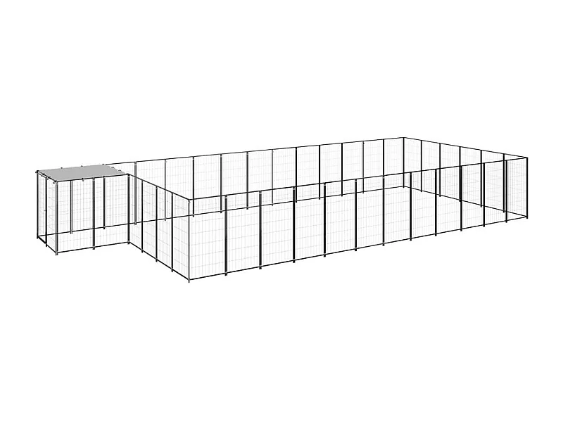 Chenil extérieur cage enclos noire 770 x 330 x 110 cm 02_0000510