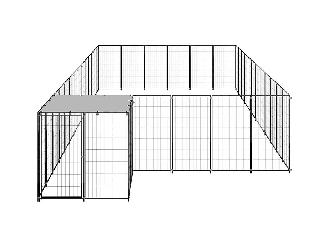 Chenil extérieur cage enclos noire 770 x 330 x 110 cm 02_0000510
