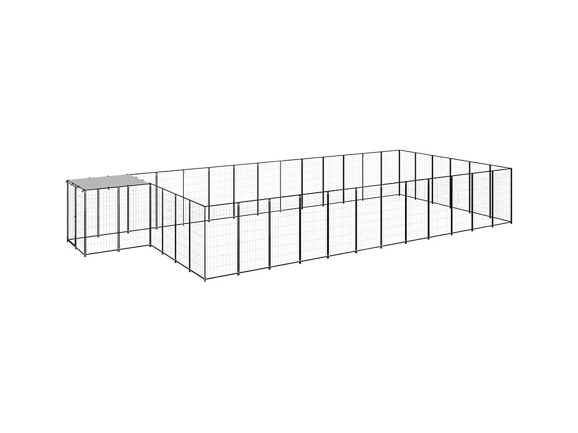 Caseta exterior para jaula, parque para animales y perros, 22,99 m², acero negro 02_0000510