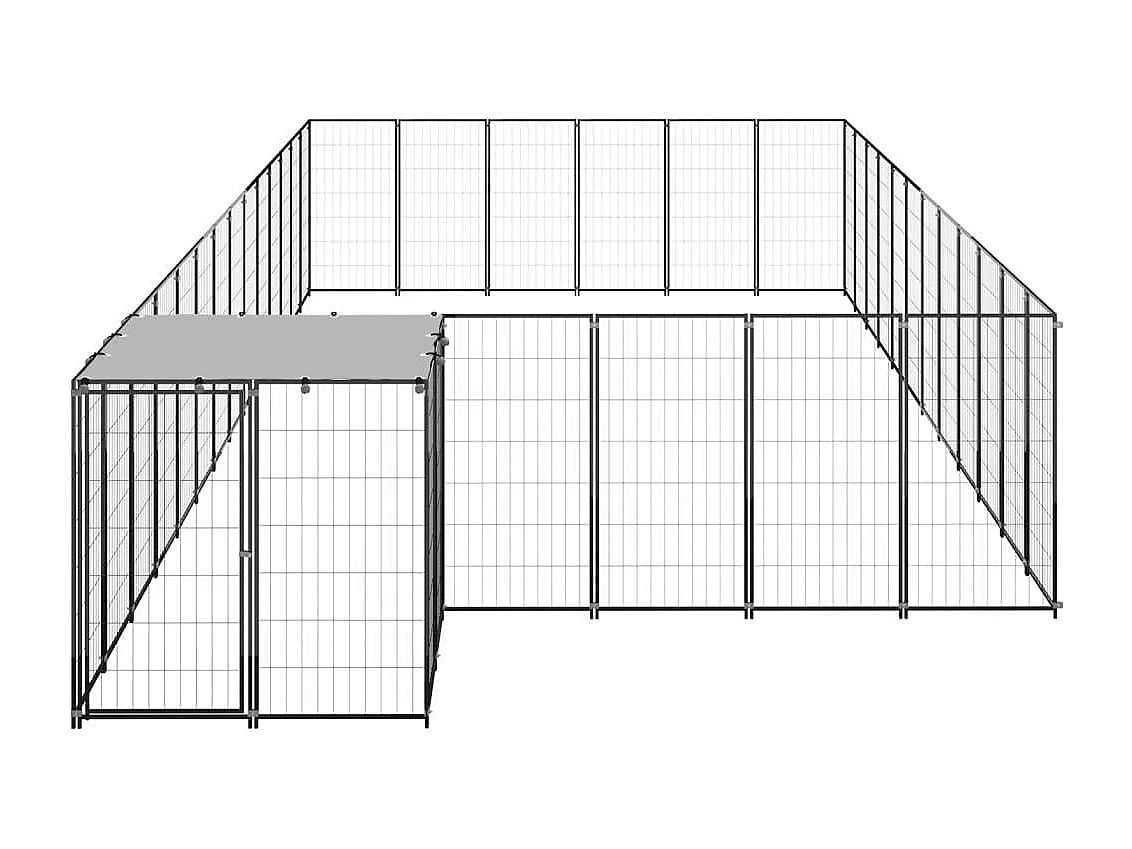 Caseta exterior para jaula, parque para animales y perros, 22,99 m², acero negro 02_0000510