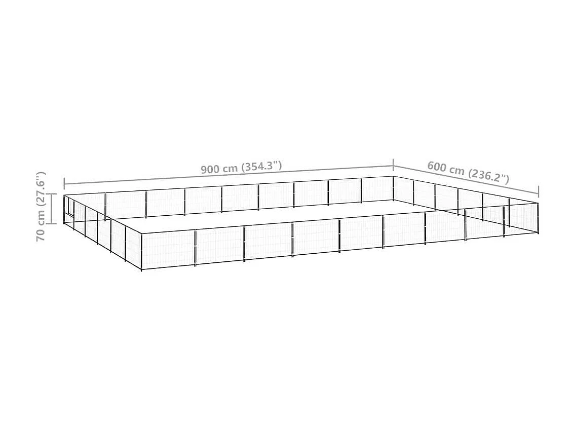 Chenil extérieur cage enclos noire 900 x 600 x 70 cm 02_0000542