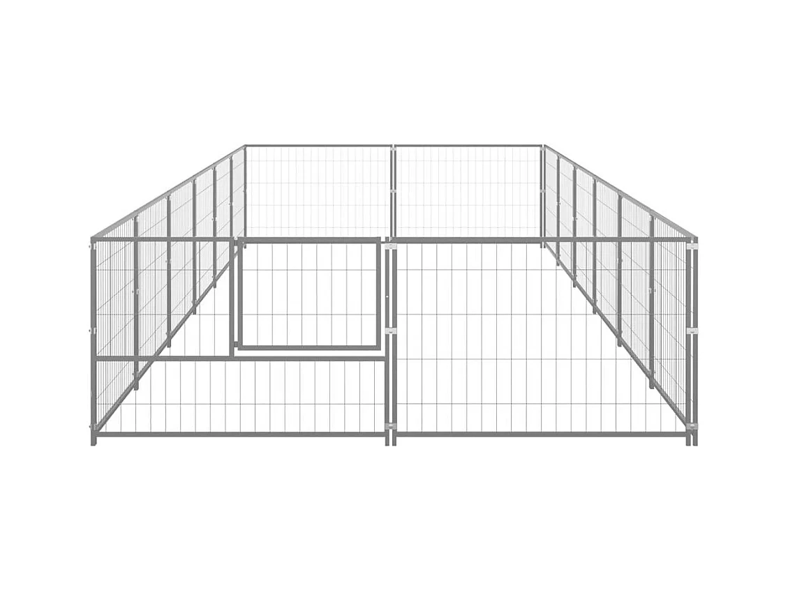 Chenil extérieur cage enclos argenté 600 x 200 x 70 cm 02_0000235