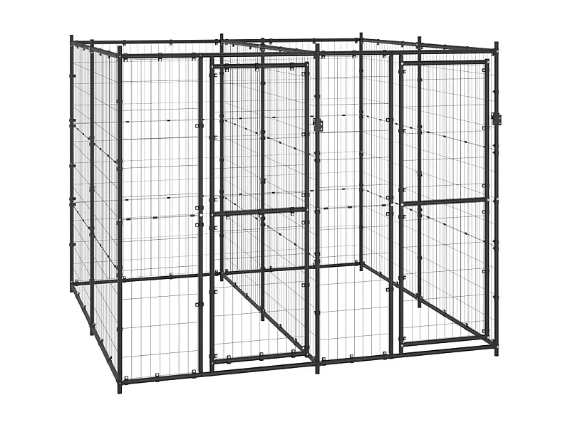 Cuccia da esterno gabbia recinto per animali box per cani da esterno in acciaio 4,84 m² 02_0000372