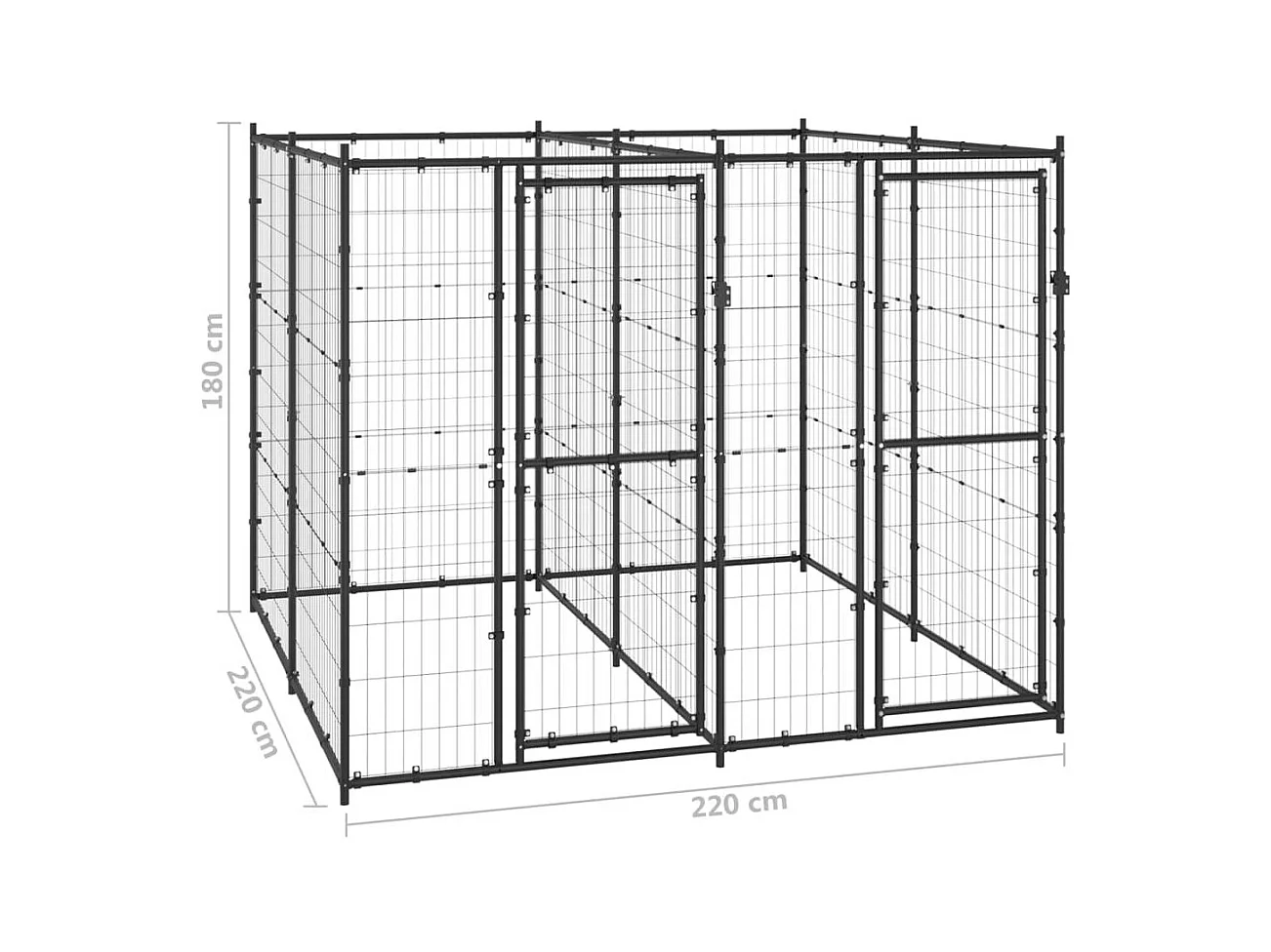 Chenil extérieur cage enclos 220 x 220 x 180 cm 02_0000372
