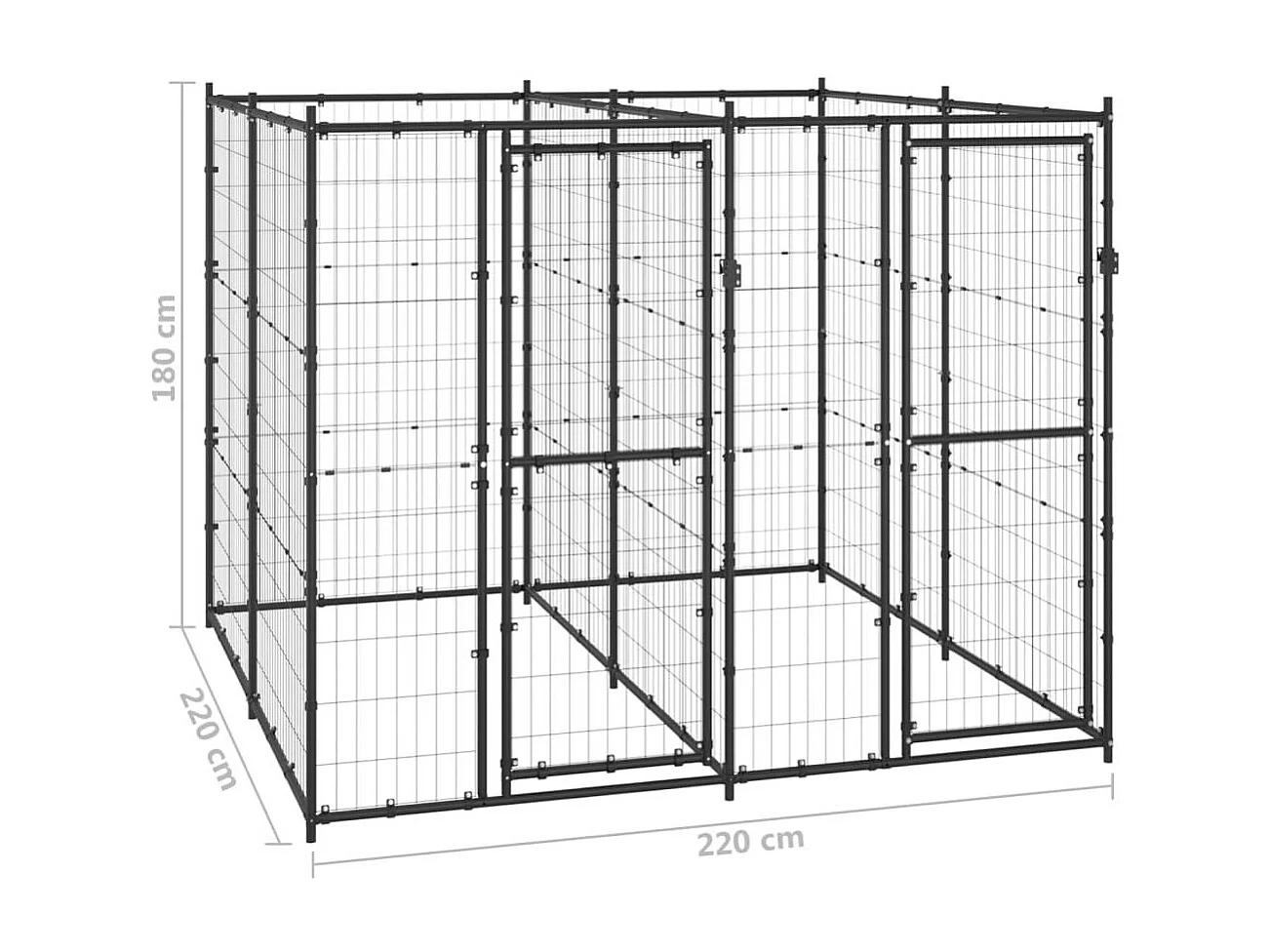 Jaula exterior para perros de acero 4,84 m² 02_0000372