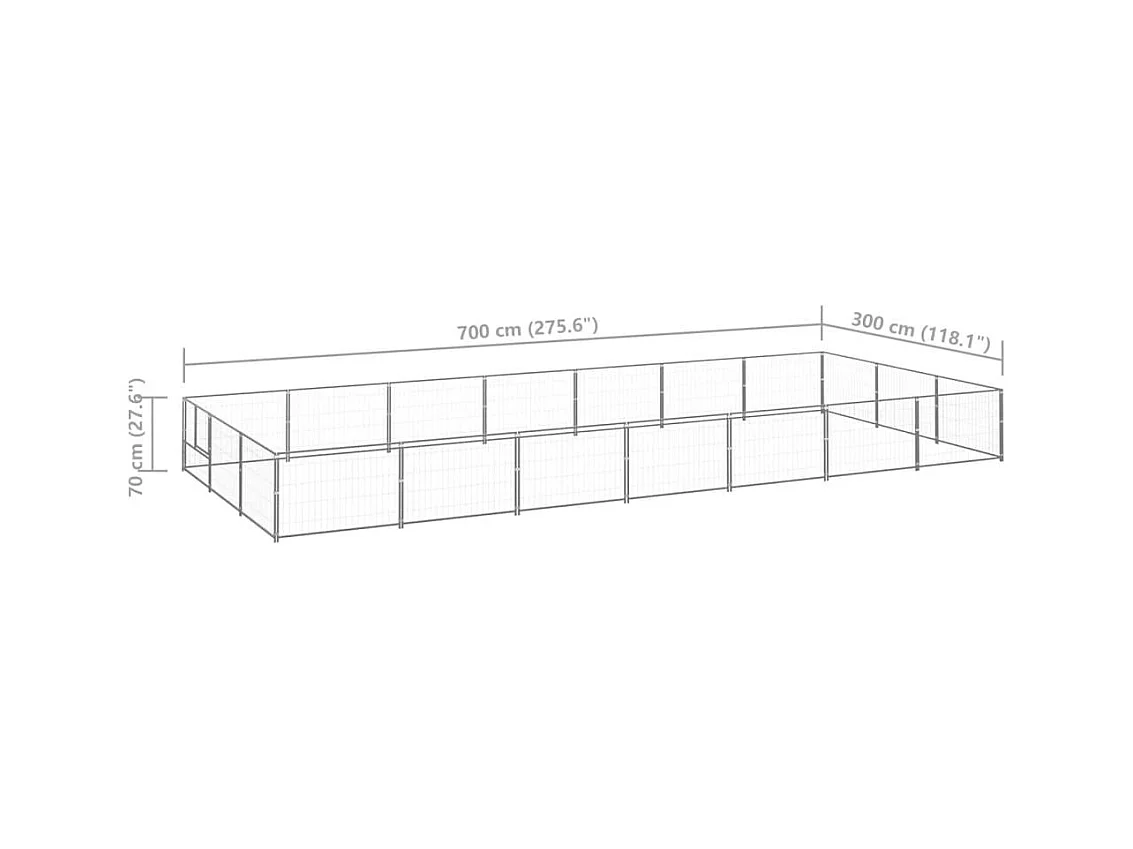 Jaula para perrera exterior, recinto para parque para mascotas, perro, plata, 21 m², acero 02_0000254