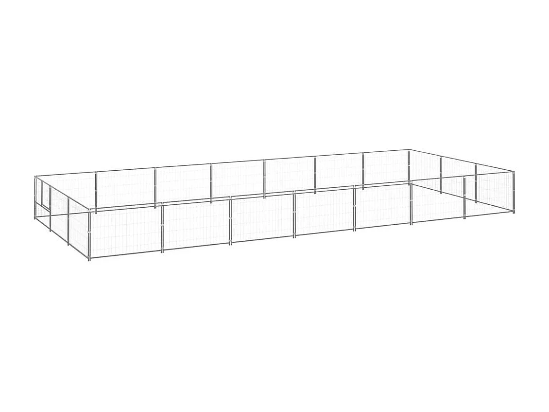 Cuccia da esterno gabbia per cani parco animali argento 21 m² acciaio 02_0000254