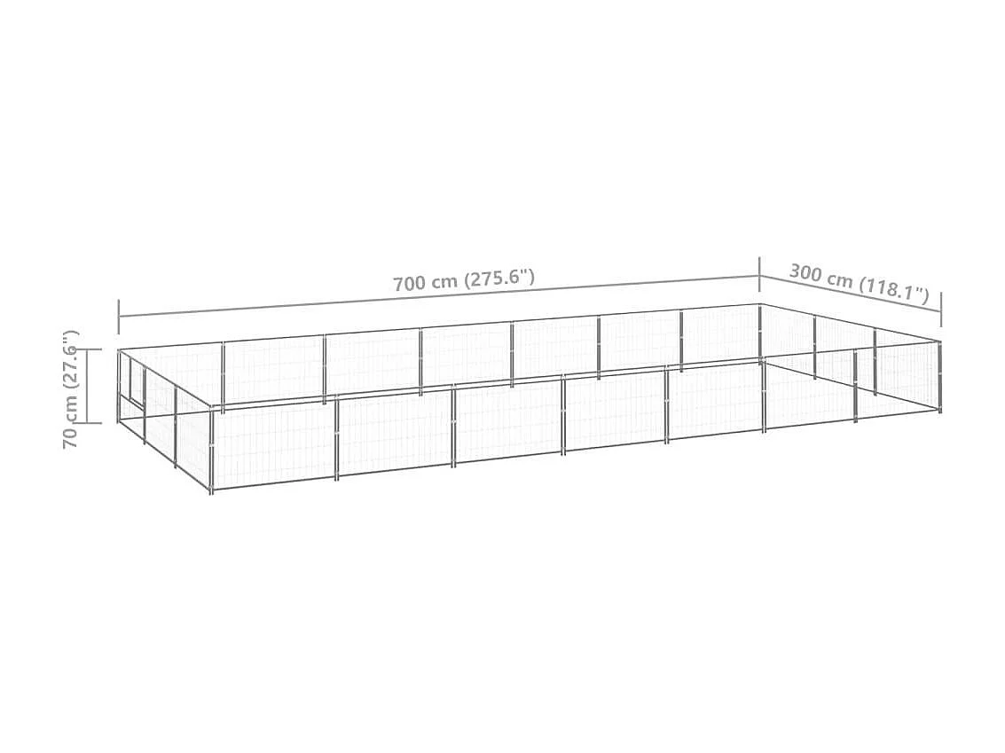 Cuccia da esterno gabbia per cani parco animali argento 21 m² acciaio 02_0000254