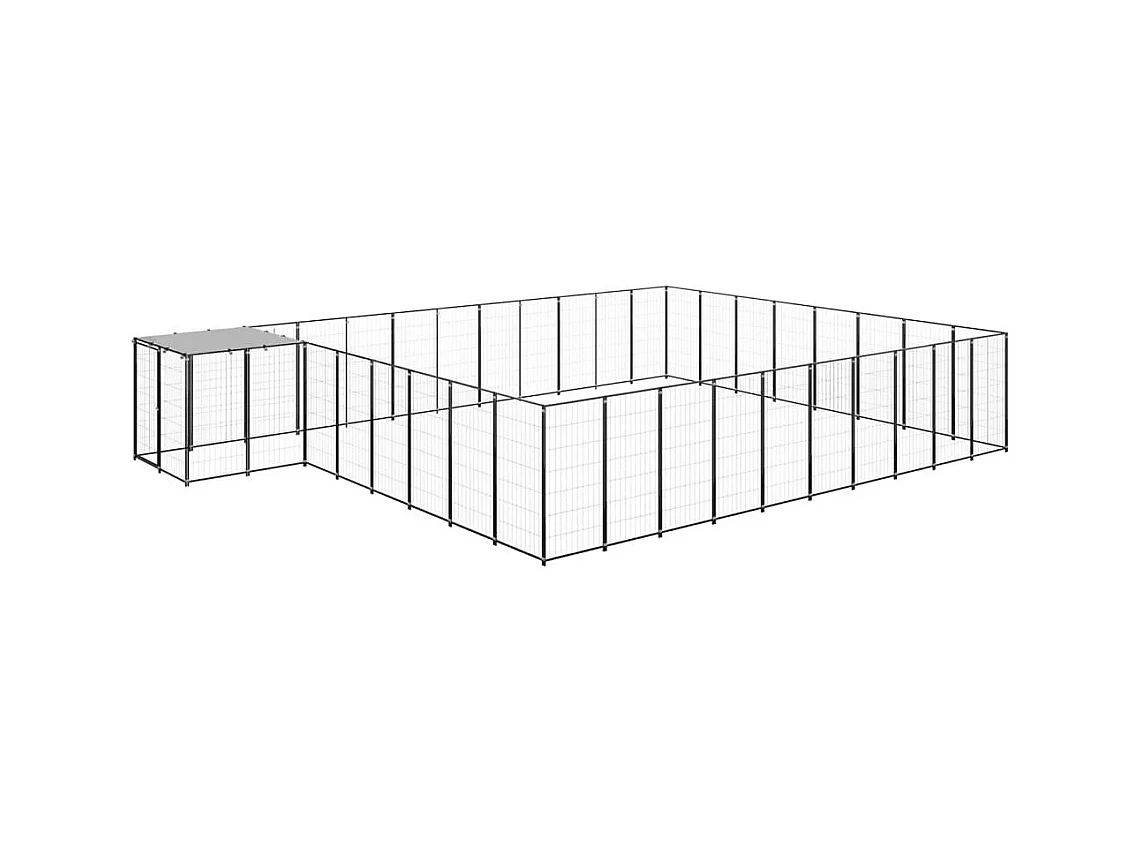 Caseta exterior para jaula, parque para animales y perros, 25,41 m², acero negro 02_0000514