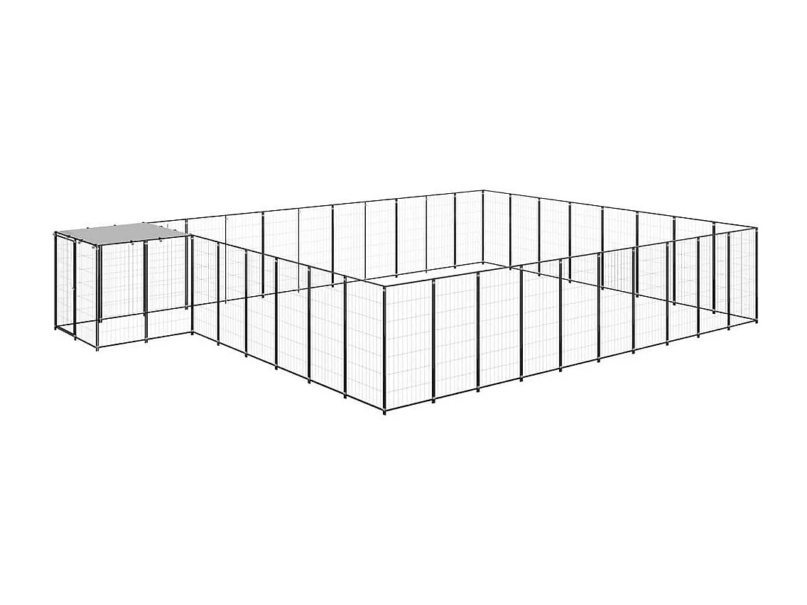 Caseta exterior para jaula, parque para animales y perros, 25,41 m², acero negro 02_0000514