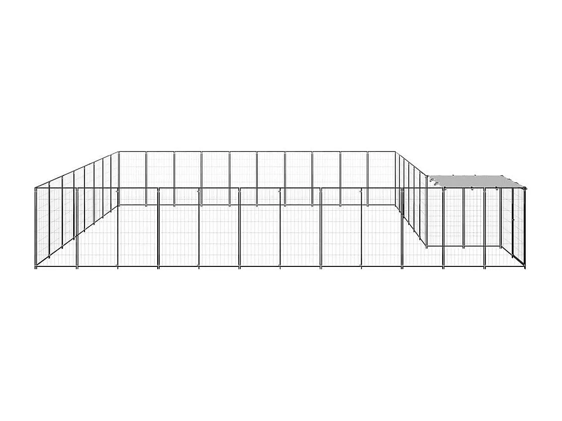 Caseta exterior para jaula, parque para animales y perros, 25,41 m², acero negro 02_0000514
