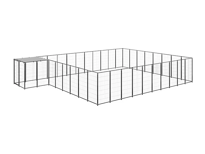 Cuccia da esterno gabbia per cani parco animali 25,41 m² acciaio nero 02_0000514