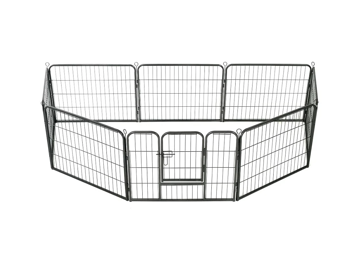 Parco per cani 8 pannelli in acciaio 60 x 80 cm recinto per cani nero 02_0000566