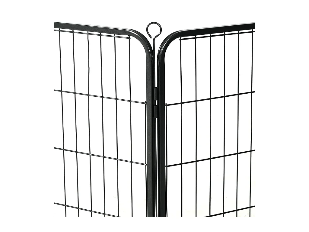 Parco per cani 8 pannelli in acciaio 60 x 80 cm recinto per cani nero 02_0000566