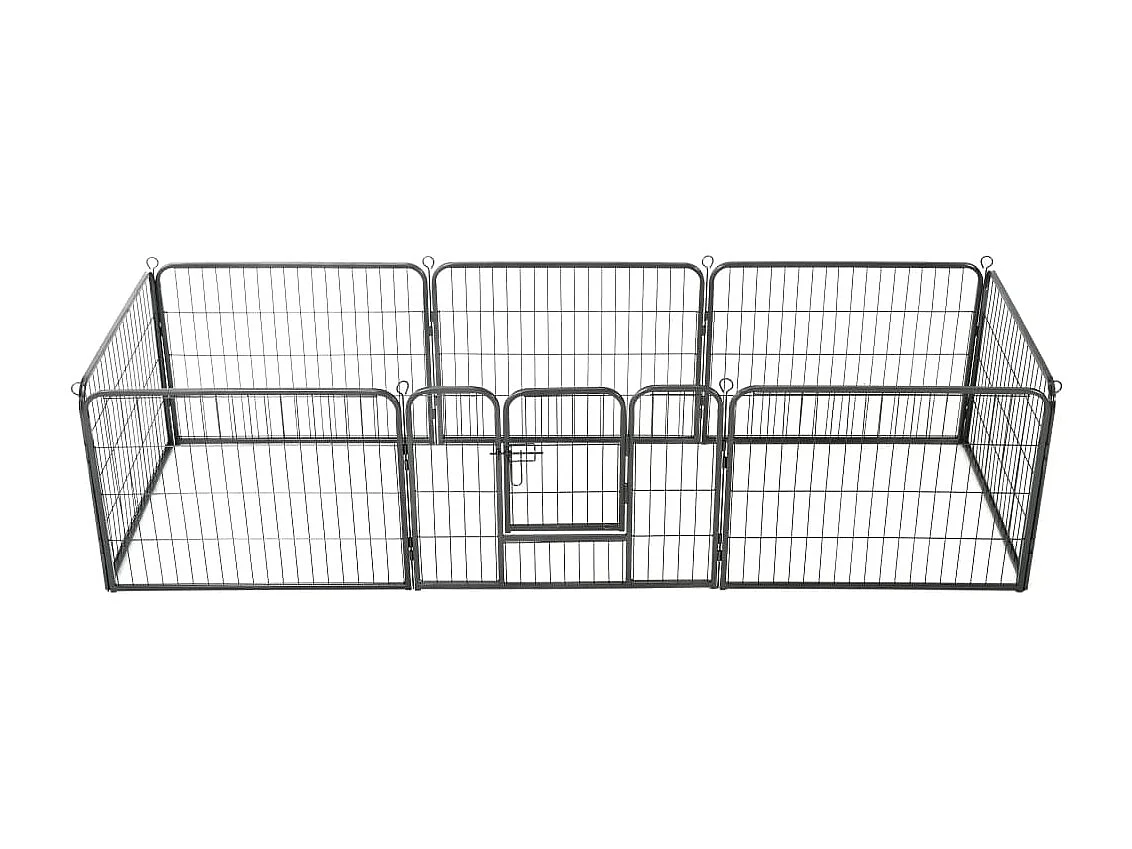 Parco per cani 8 pannelli in acciaio 60 x 80 cm recinto per cani nero 02_0000566