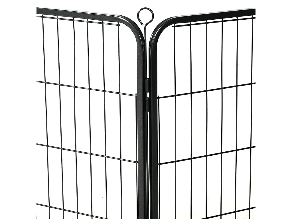 Parco per cani 8 pannelli in acciaio 60 x 80 cm recinto per cani nero 02_0000566