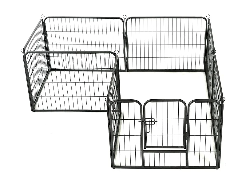 Parco per cani 8 pannelli in acciaio 60 x 80 cm recinto per cani nero 02_0000566