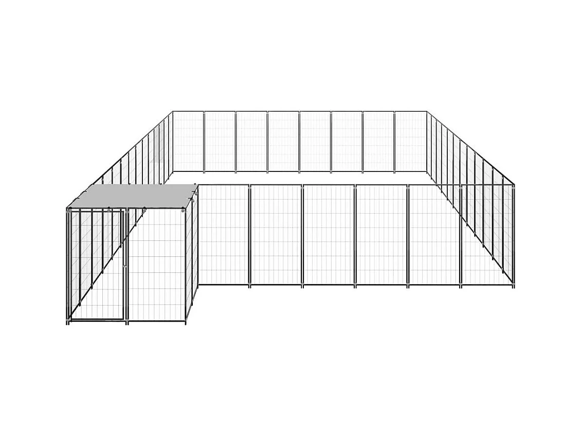 Chenil extérieur cage enclos noire 770 x 440 x 110 cm 02_0000522