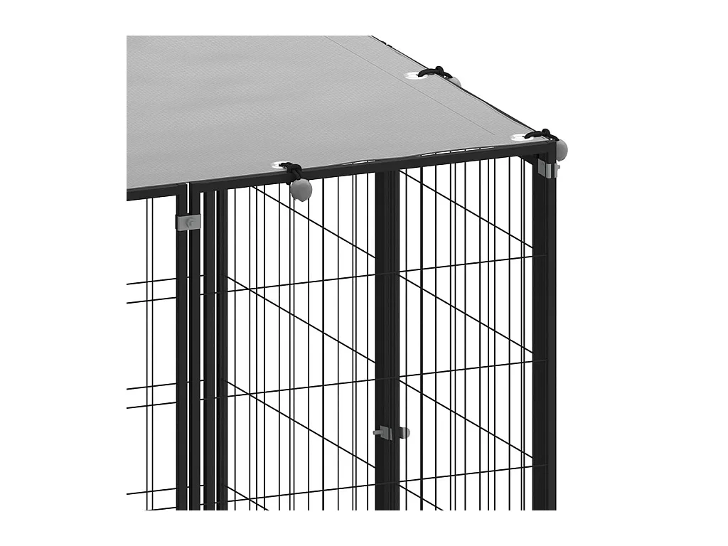 Chenil extérieur cage enclos noire 770 x 440 x 110 cm 02_0000522