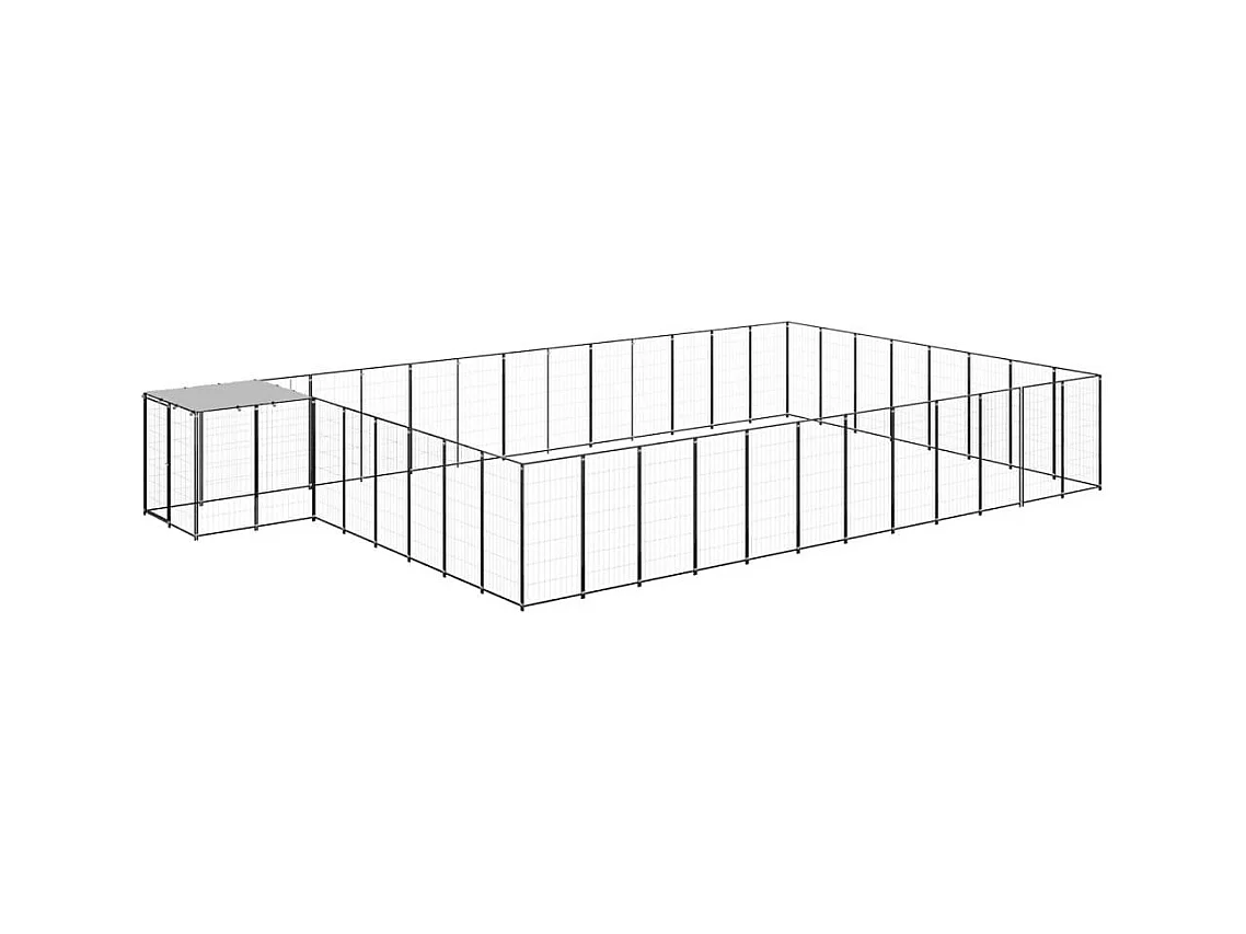 Jaula para perrera exterior, recinto para parque para animales y perros, 30,25 m², 110 cm, acero negro 02_0000522