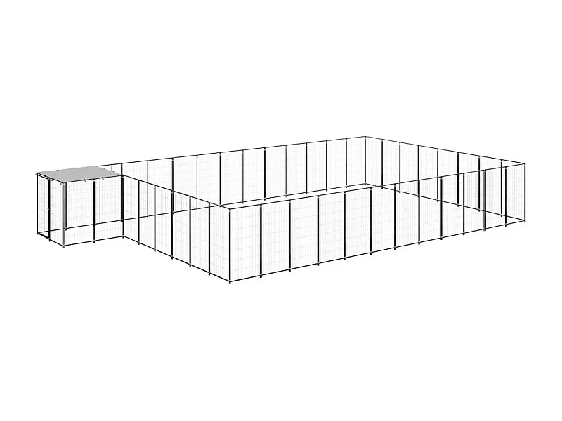 Cuccia da esterno gabbia per cani parco animali 30,25 m² 110 cm acciaio nero 02_0000522