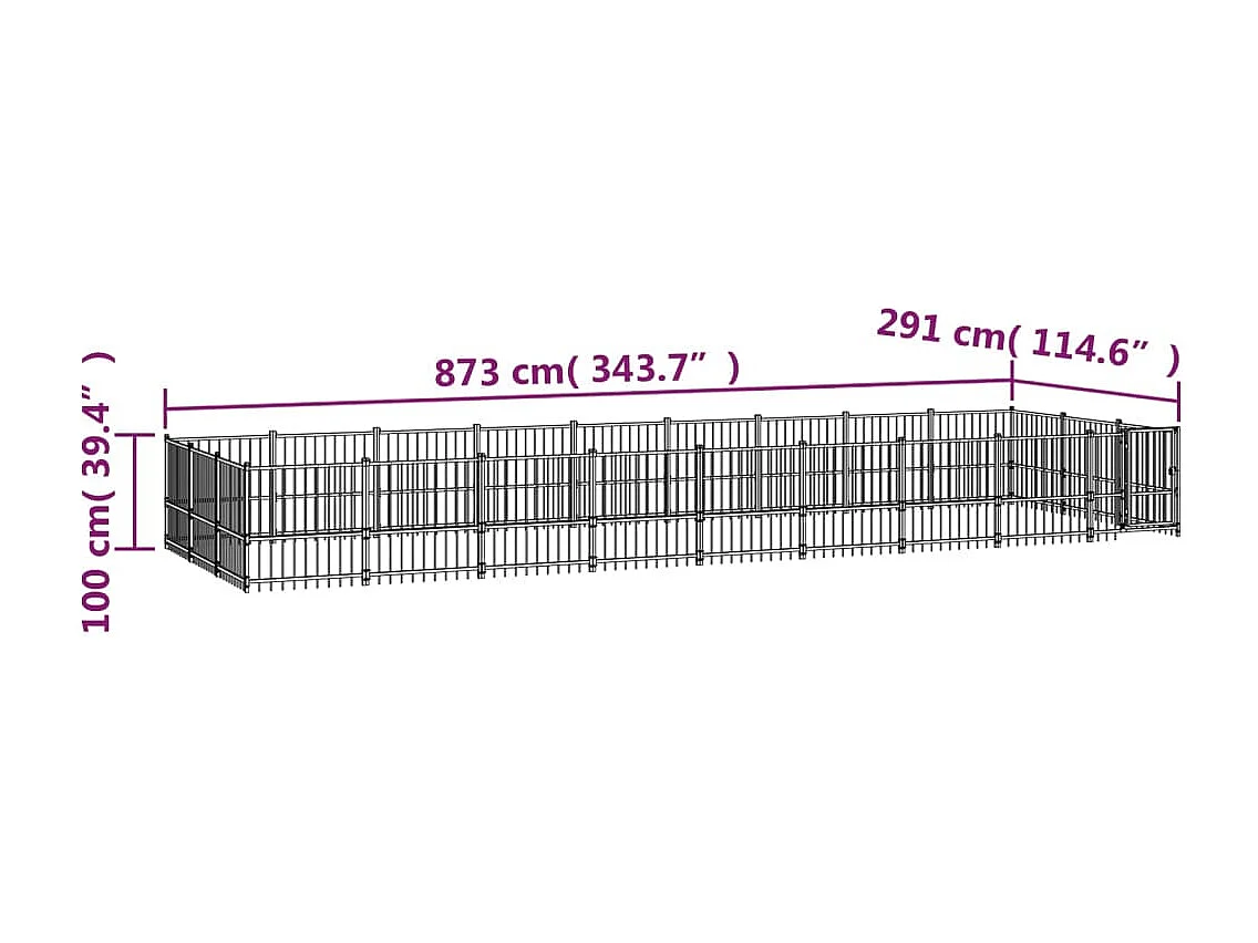 Chenil cage enclos pac noire 873 x 291 x 100 cm 02_0041822