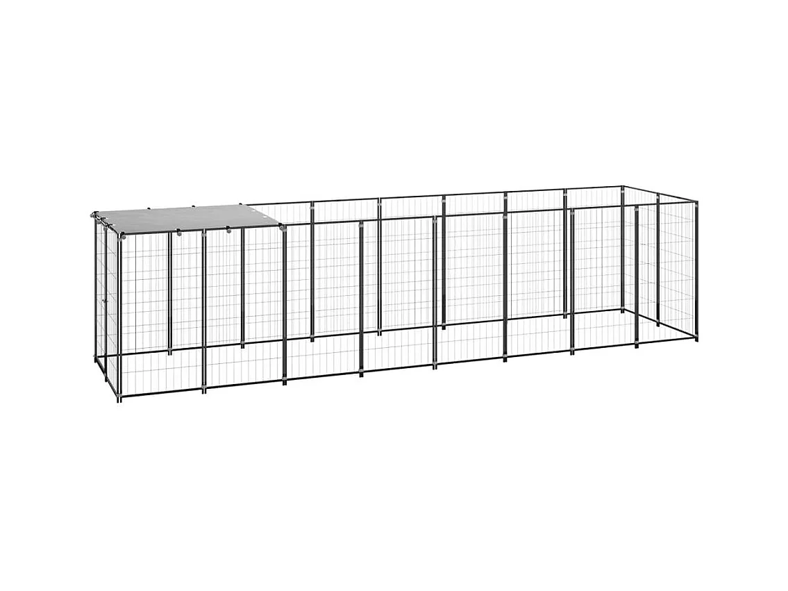 Chenil extérieur cage enclos noire 440 x 110 x 110 cm 02_0000532