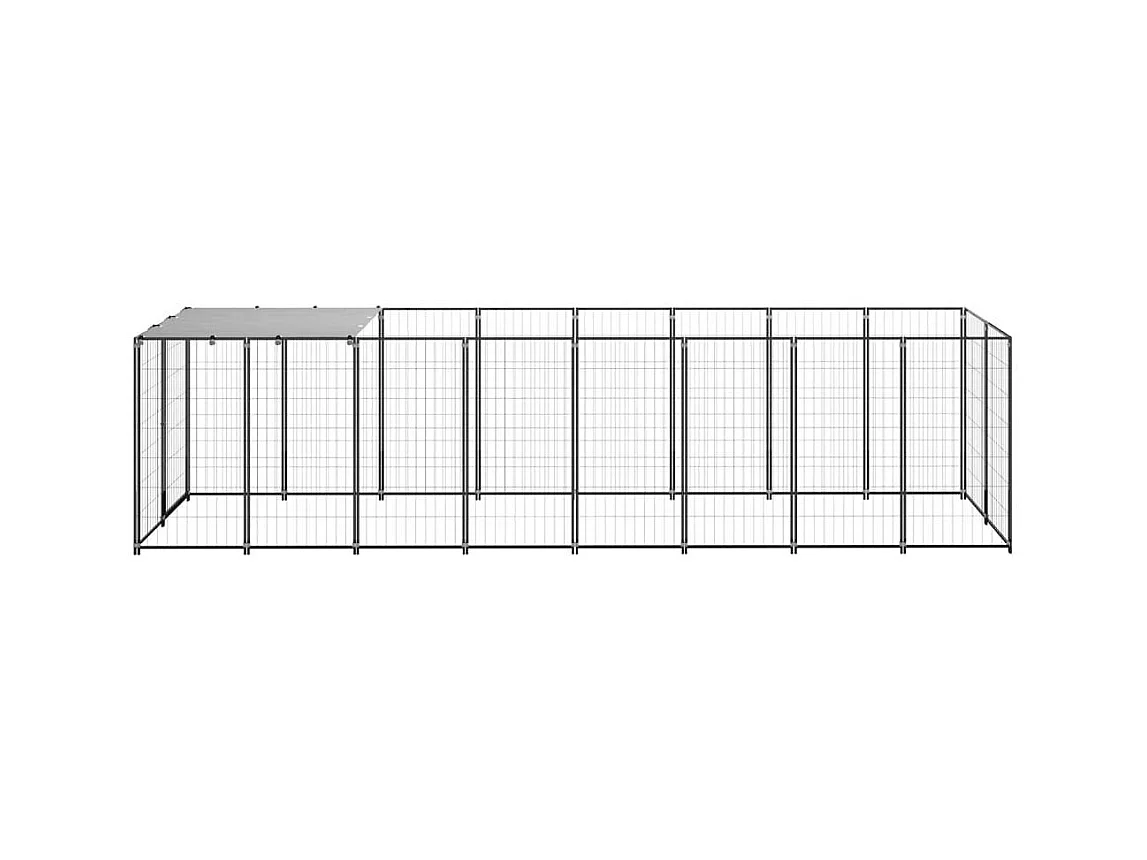 Chenil extérieur cage enclos noire 440 x 110 x 110 cm 02_0000532