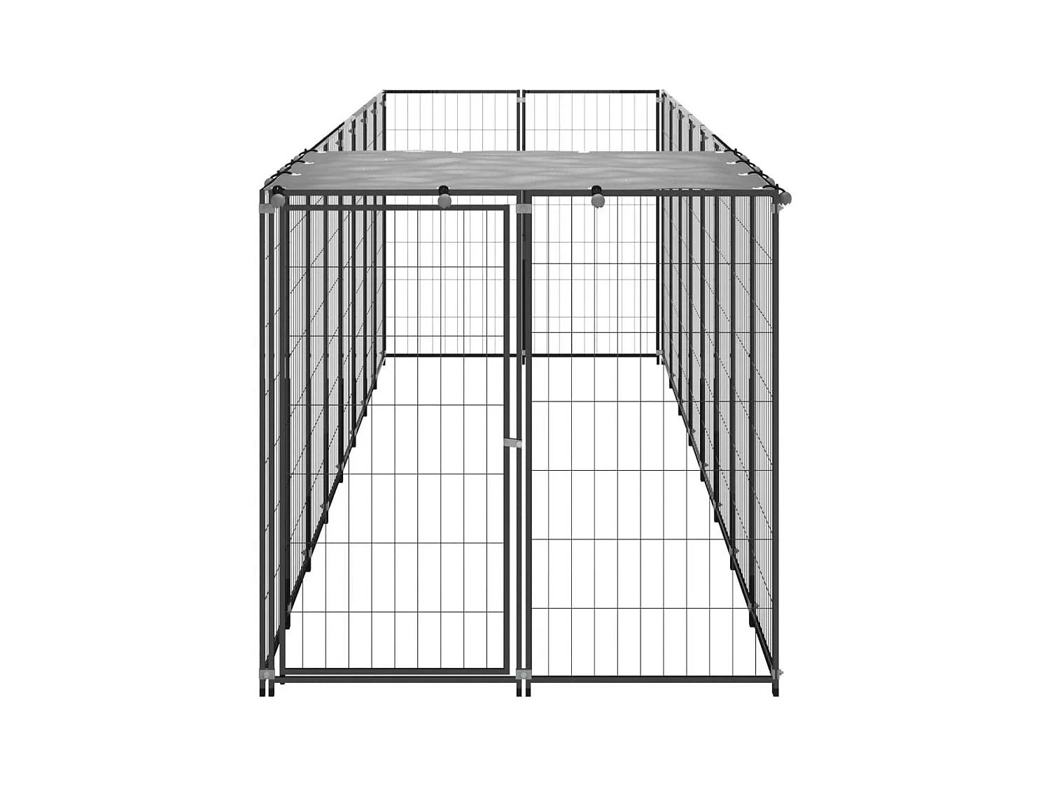 Chenil extérieur cage enclos noire 440 x 110 x 110 cm 02_0000532