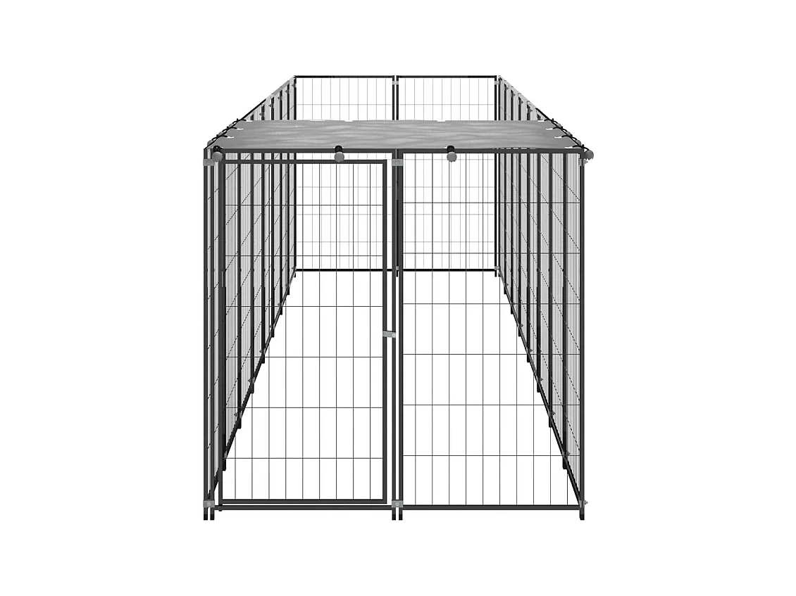 Chenil extérieur cage enclos noire 440 x 110 x 110 cm 02_0000532