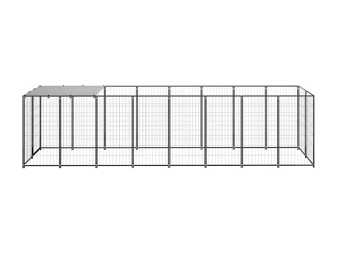 Caseta exterior para jaula, parque para animales y perros, 4,84 m², acero negro 02_0000532