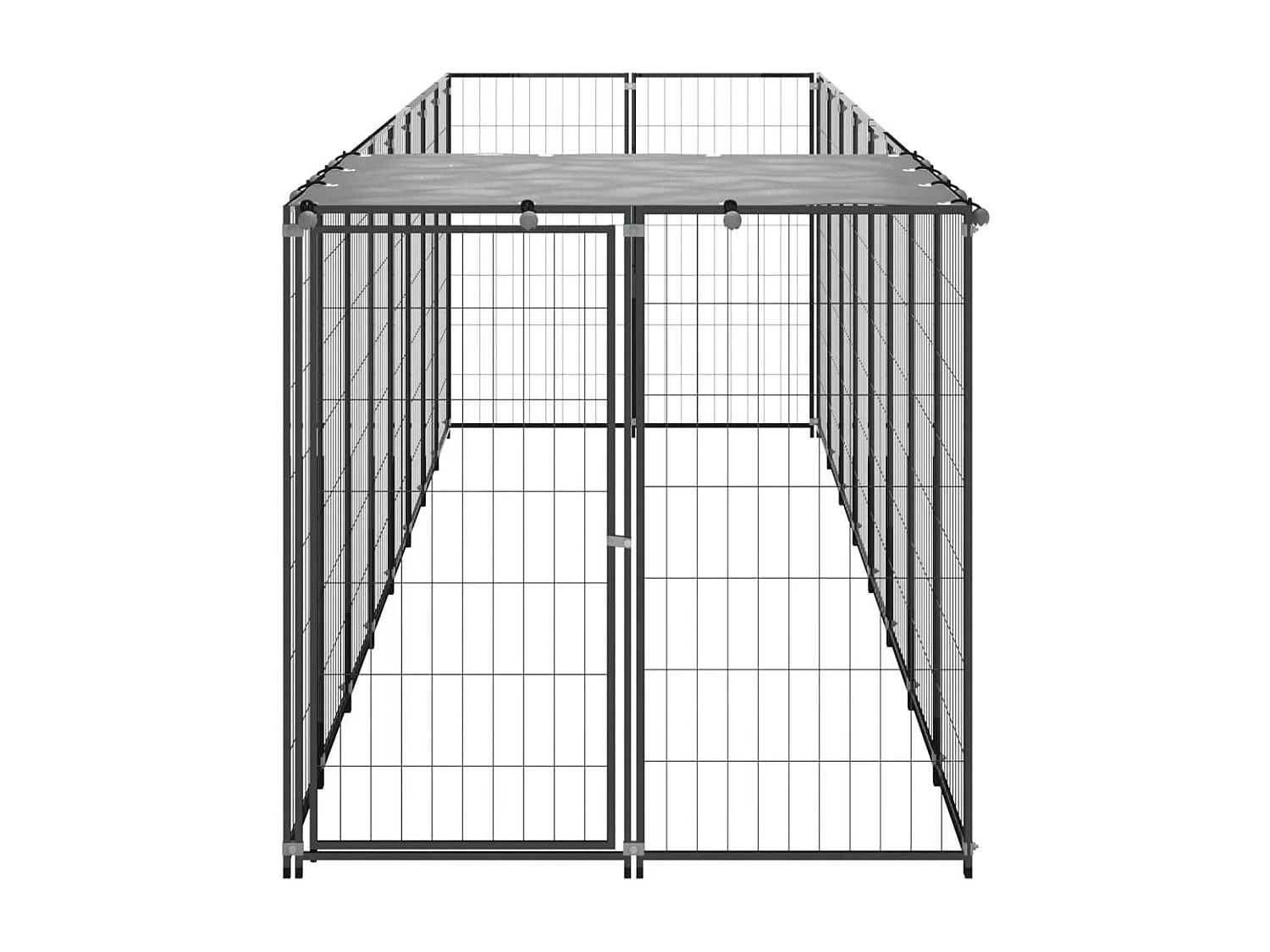 Caseta exterior para jaula, parque para animales y perros, 4,84 m², acero negro 02_0000532