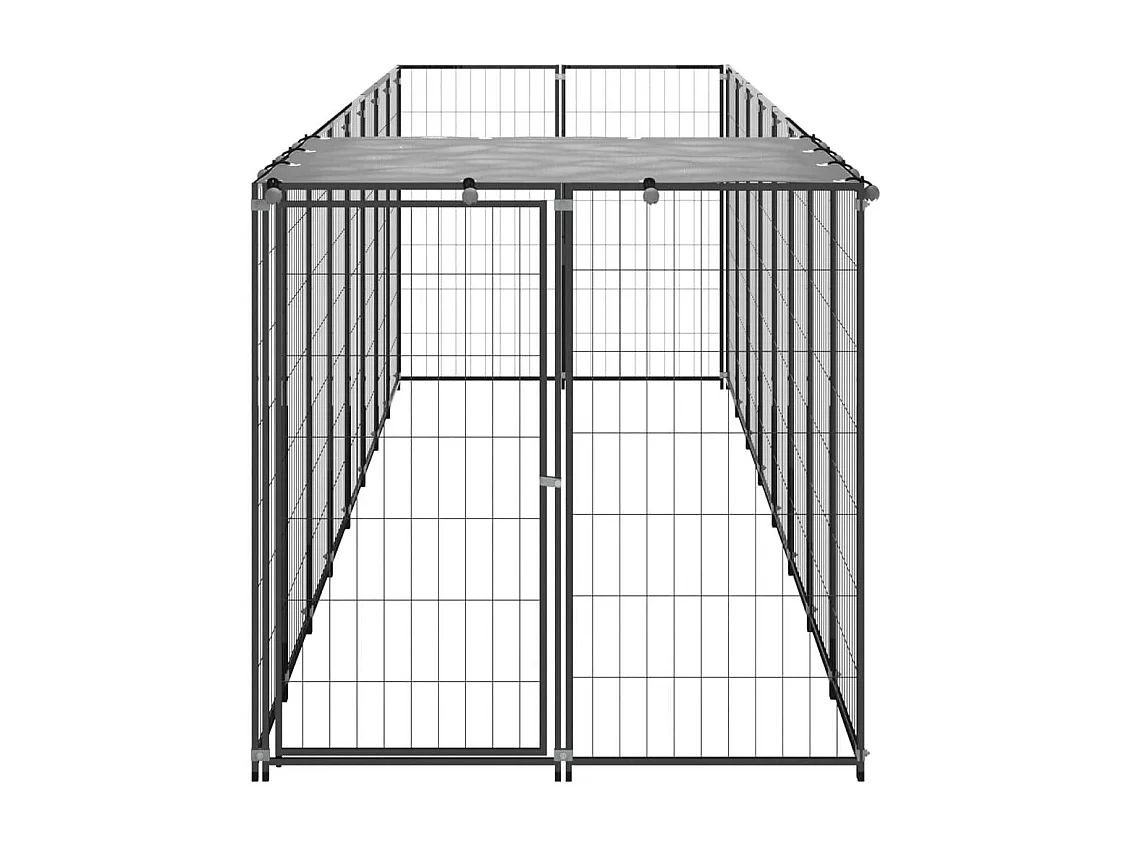 Caseta exterior para jaula, parque para animales y perros, 4,84 m², acero negro 02_0000532