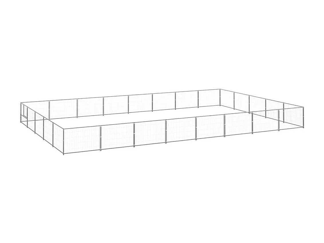 Gaiola para canil externo para animais de estimação parque para cães prata 40 m² aço 02_0000280