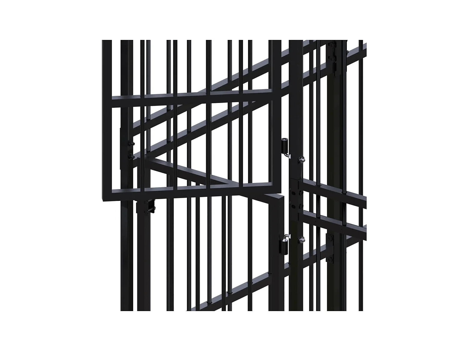 Canil gaiola exterior animal pac com teto para cães aço 16,59 m² preto 02_0041747