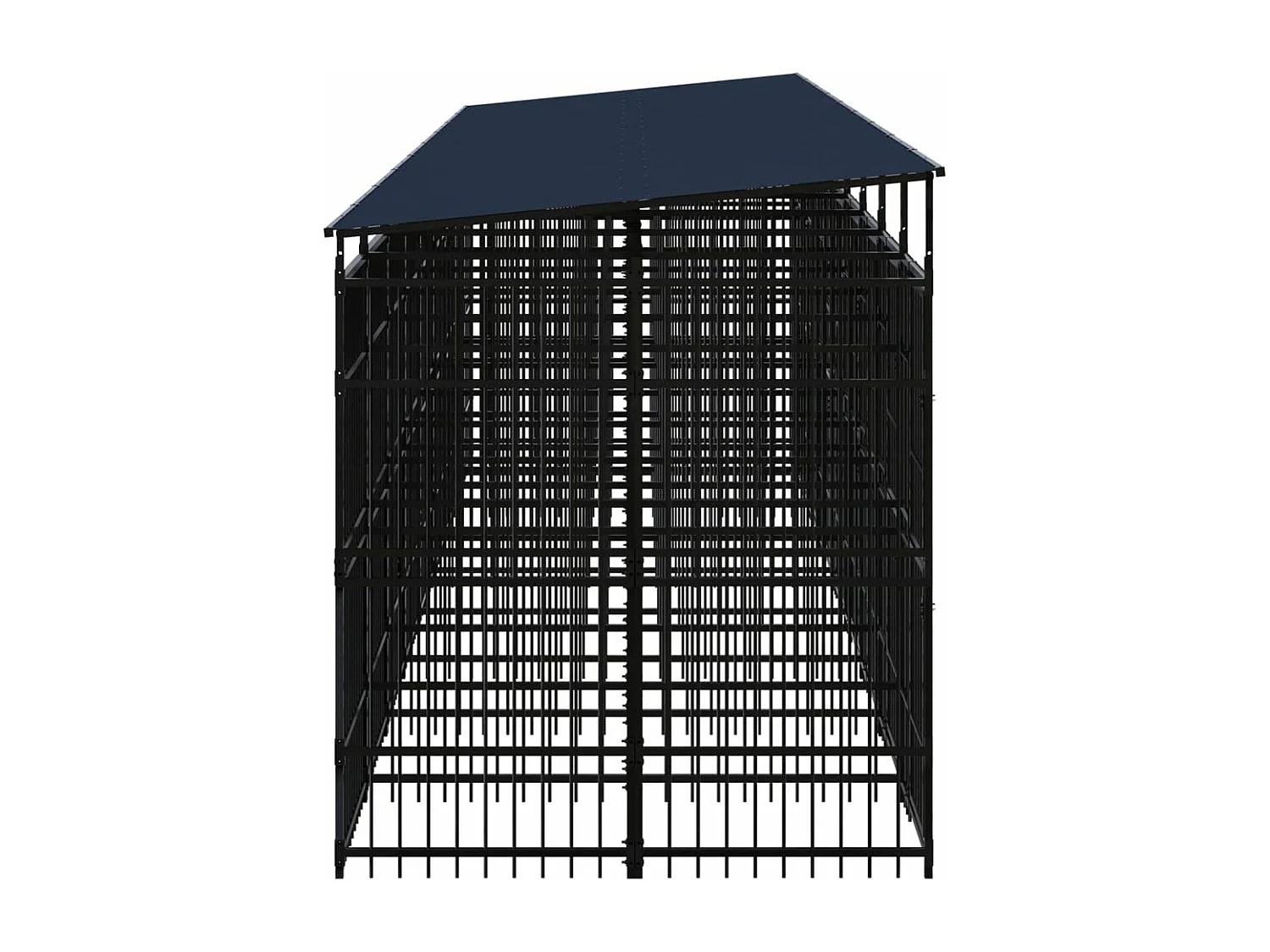 Cuccia gabbia per animali da esterno pac con tetto per cani in acciaio 16,59 m² nero 02_0041747