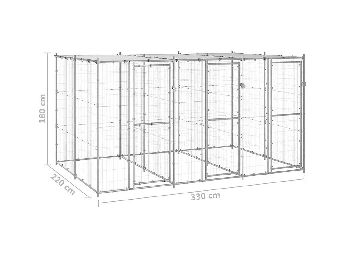 Chenil extérieur cage enclos 330 x 220 x 180 cm 02_0000445