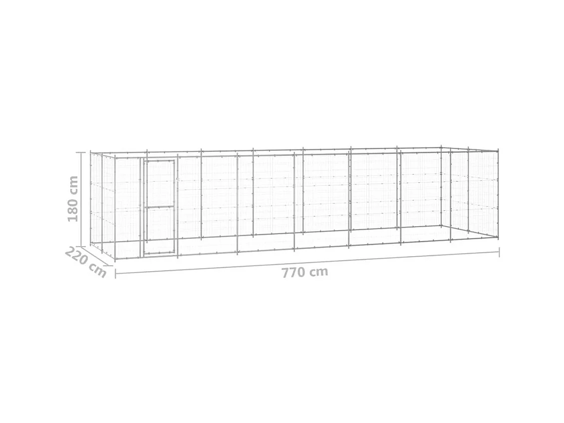 Chenil extérieur cage enclos 770 x 220 x 180 cm 02_0000410