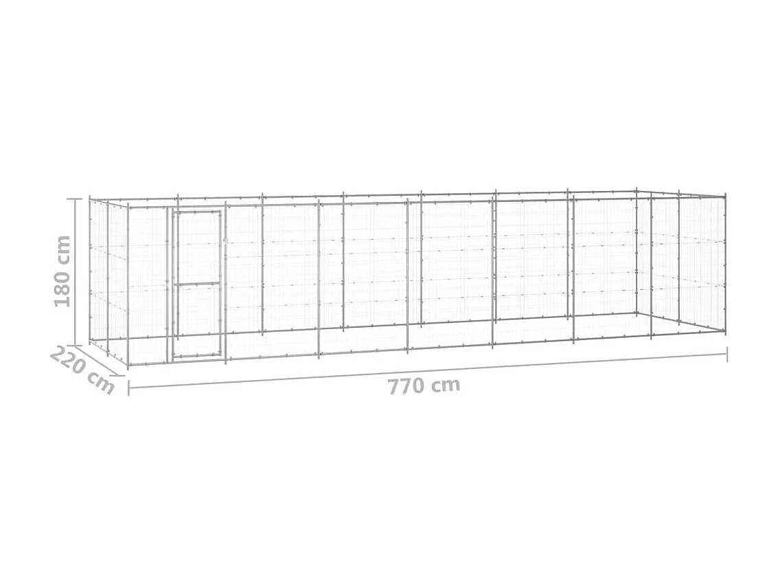 Chenil extérieur cage enclos 770 x 220 x 180 cm 02_0000410