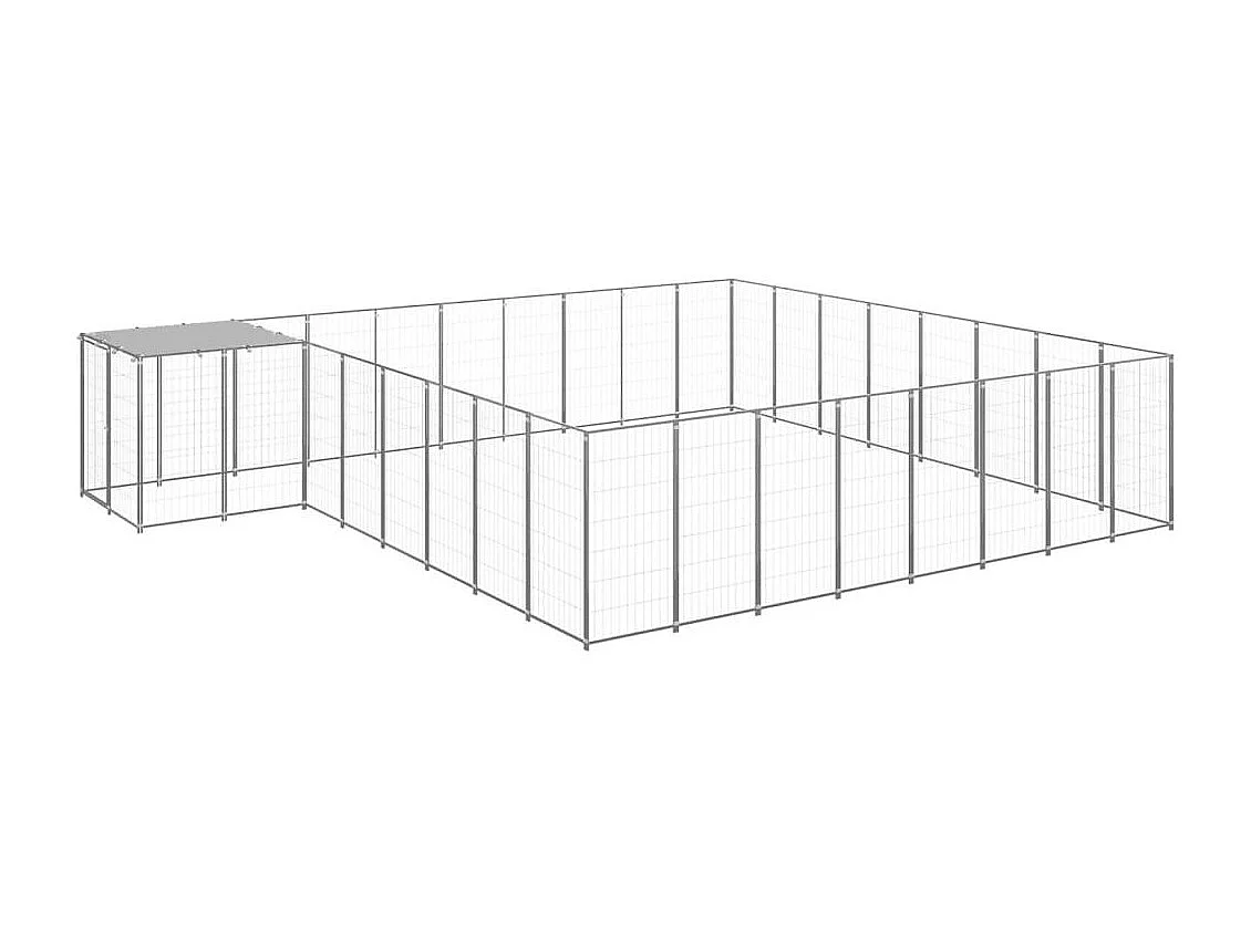 Chenil extérieur cage enclos argenté 550 x 440 x 110 cm 02_0000252