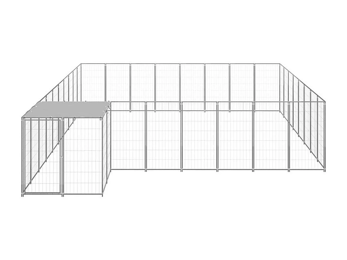 Chenil extérieur cage enclos argenté 550 x 440 x 110 cm 02_0000252