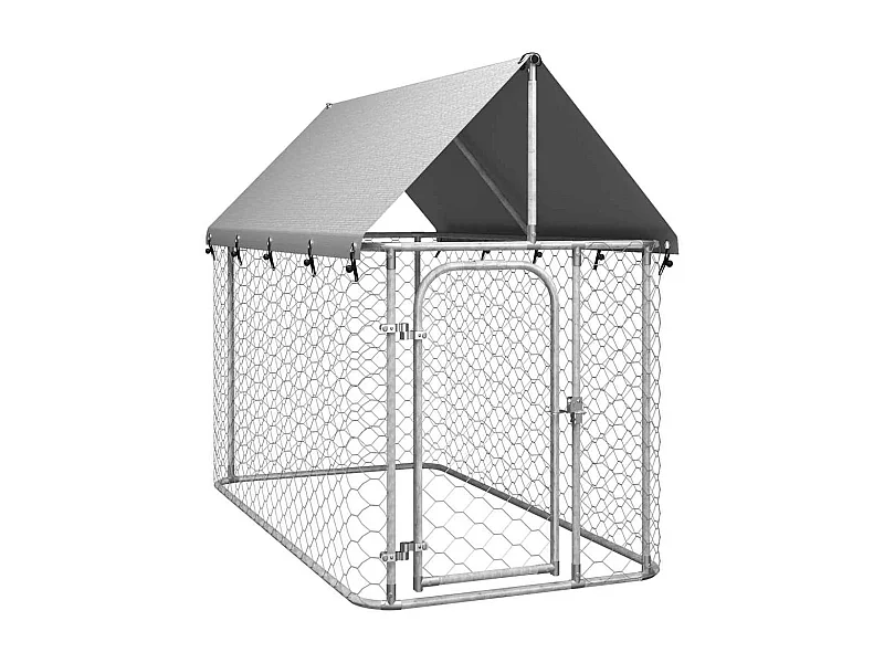 Cuccia gabbia per animali da esterno con tetto 200 x 100 x 150 cm Argento 02_0041906