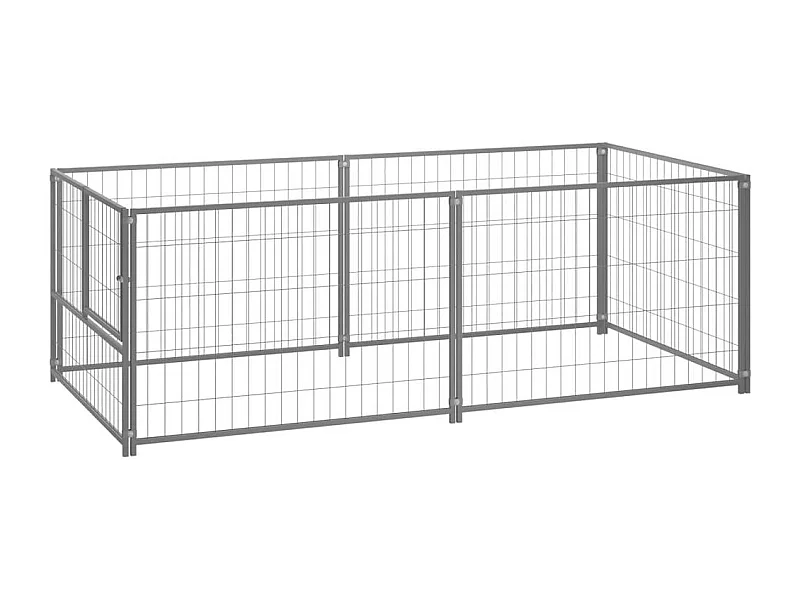 Chenil extérieur cage enclos argenté 200 x 100 x 70 cm 02_0000253