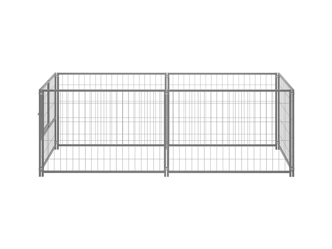Chenil extérieur cage enclos argenté 200 x 100 x 70 cm 02_0000253