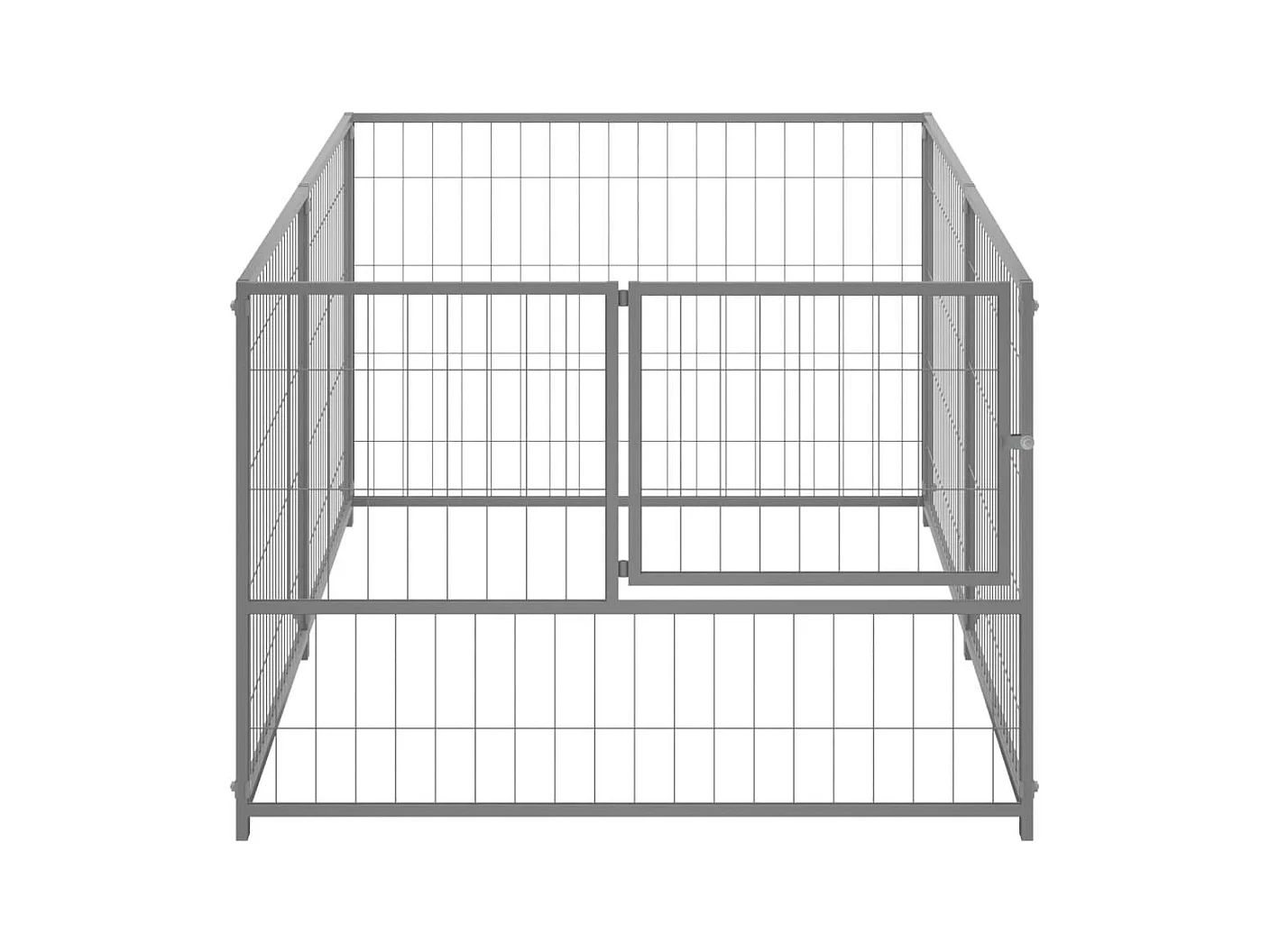 Chenil extérieur cage enclos argenté 200 x 100 x 70 cm 02_0000253