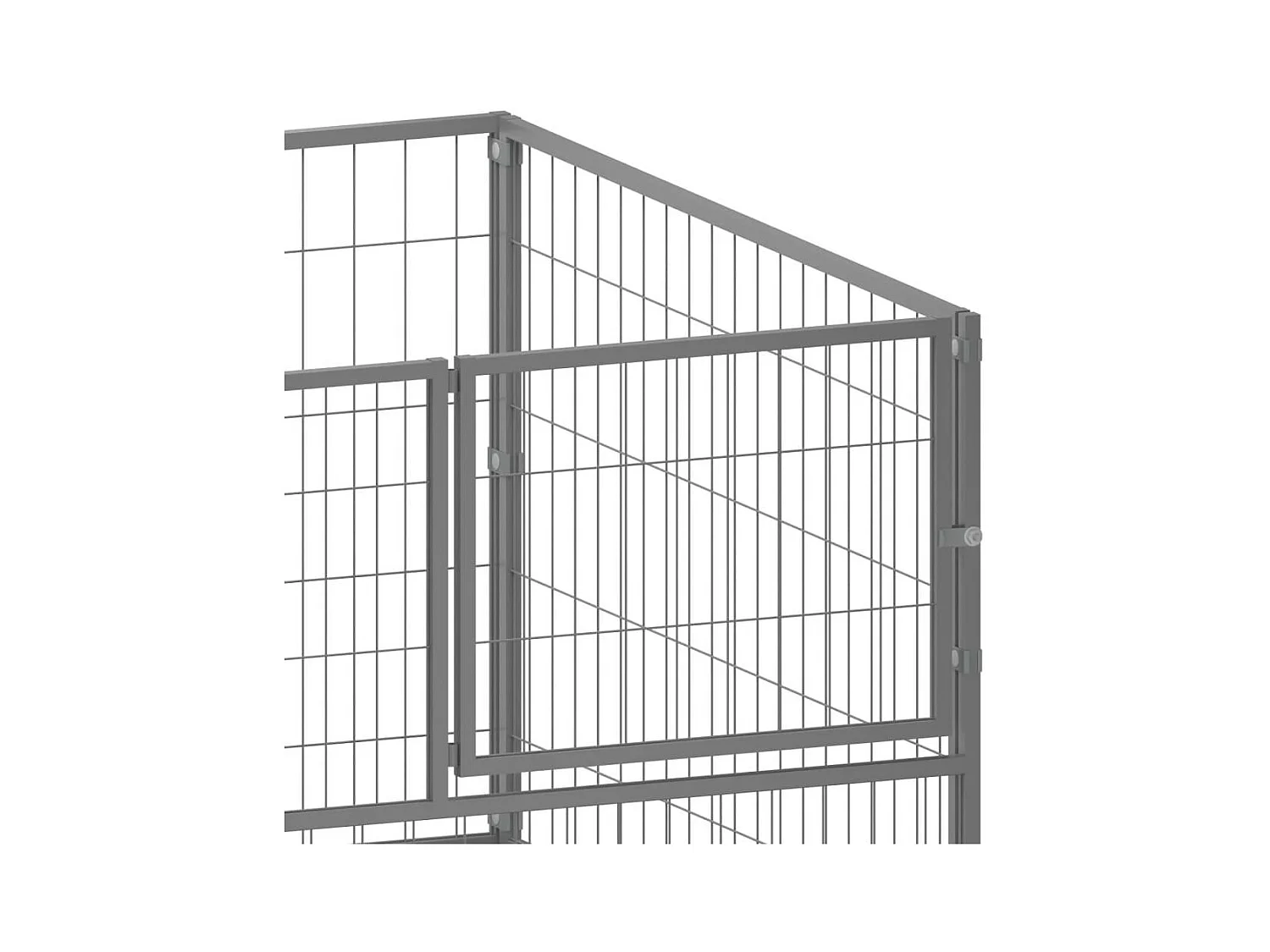 Chenil extérieur cage enclos argenté 200 x 100 x 70 cm 02_0000253