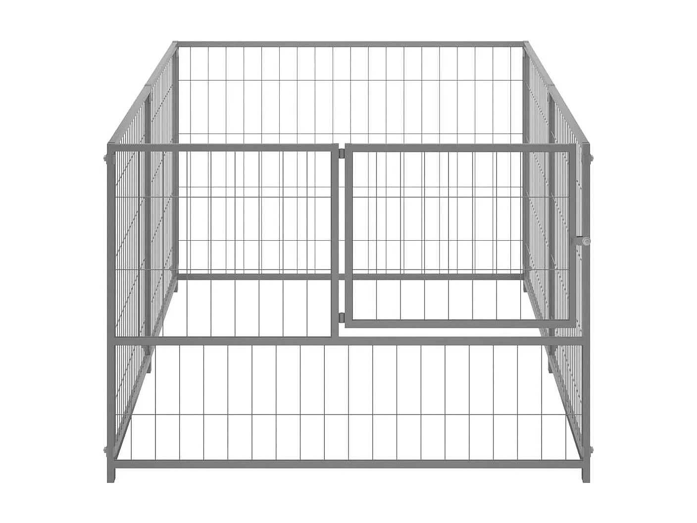 Cuccia da esterno gabbia recinto parco animali cane argento 200 x 100 x 70 cm acciaio 02_0000253