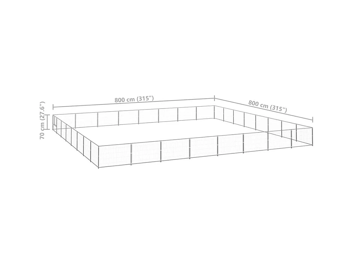 Chenil extérieur cage enclos argenté 800 x 800 x 70 cm 02_0000296