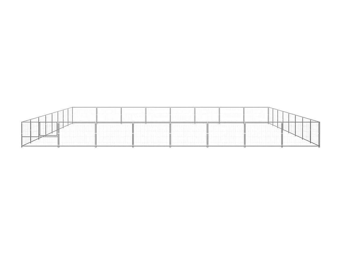 Jaula para perrera exterior, parque para mascotas, perro, plata, 64 m², acero 02_0000296