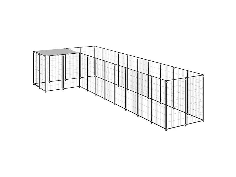 Canil externo gaiola para animais parque para cães 7,26 m² aço preto 02_0000553